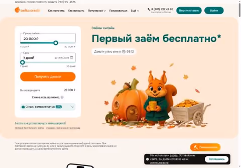 Главная страница belkacredit.ru