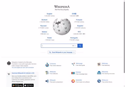 Главная страница wikipedia.org