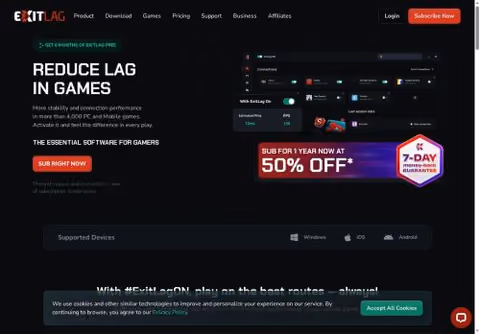 Главная страница exitlag.com